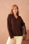 Oversized Soft Textured V-Neck Knitwear Sweater Aw25Kz0069 - 4