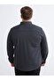Anthracite Plus Size Regular Fit Long Sleeve Men's Shirt - 4