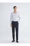 Navy Blue Slim Fit Long Sleeve Striped Men's Shirt - 2