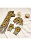 Knitted Sunflower Motif Scarf & Gloves & Beanie Set - 3