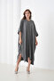 Stylish Wide-Fit Poncho Jacket with Front Buttons and Asymmetrical Cut Batwing Sleeves Suitable for Women's Hijab - 5