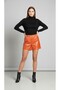 Women's Orange Faux Leather Shorts