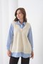 Women's Long Sleeve Shirt, Collar, Lined Knit Vest, Sporty Chic Shirt, Sweater - 7