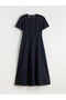 Özmarka New Season Crew Neck A-Line Jean Dress - 5