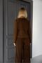 Women's Brown Wide Leg Corded Fabric Velvet Plazzo Trousers - 7