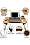 Portable Folding Bed Laptop Desk with iPad & Cup Holder - Beige - 2
