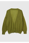 Women's khaki green alpaca and wool blend ribbed button cardigan - 4