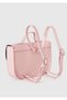 Girl's powder pink contrast color synthetic leather backpack with logo detail - 2