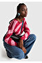 Women's Fuchsia Viscose and Wool Blend Stripe Pattern Boat Neck Sweater - 5
