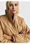 Women's light brown zippered pocket Mock Neck quilted jacket - 6