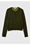 Women's Khaki Green Viscose Blend All over Patterned Buttoned Cardigan - 2