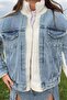 Dame Women's Ecru Blue Jean Paneled Zippered Lamb Plush Coat - 5