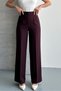 Women's New Season High-Waist Classic Dark Plum Fabric Pants - 8