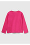 Girl's pink ribbed front crew neck regular fit sweatshirt - 2