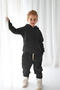 Black 3 Thread Ş Fleece-Lined K Hooded Tracksuit Set - 3