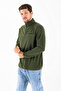 Men's Half Zip John Borners Embroidered Fleece Sweatshirt Khaki - 25K 6001