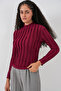 Women's Textured Stretch Knit Blouse 975 - Burgundy - 4