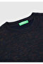Men's navy blue wool blend crew neck multi-color effect knitwear - 7