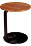 Small C-Shaped Wooden Side Table with Metal Frame, Walnut