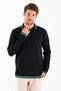 Men's Polo Neck Button Detailed Knitwear Sweater Black - K-2604