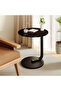 Side Table Small End Table, C-Shaped Wood Sofa Table with Metal Frame for Living Room, Bedroom, Smal - 3