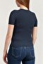 Women's Crew Neck T-Shirt Navy Blue - 3