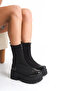Kelivona Black Women's New Season Thick Sole Elastic Front Zipper Detailed Daily Comfortable Fit Stretch Boots - 5
