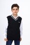 Black Boy's V-Neck Knitwear School Sweater - Striped Detail