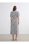Vizyon New Season V-Neck Floral Waist-Fitted Dress - 4
