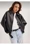 Kadın Oversize Deri Bomber Ceket