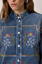 Embroidered Judges Collar Denim Jacket - 5