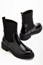 Women's Black Shiny Patent Leather Rubber Ankle Detailed Boots - 2