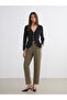Carrot Cut Women's Pleated Trousers with Belt