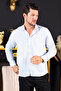 Men's Long Sleeve Striped Shirt Light Blue - 2138Â - 4