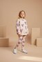 Heart Pattern Cream 100% Cotton Girls' Top and Bottom Set