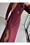 Buketli̇ Women's Turtleneck Single Y Slit Long Sleeve Basic Long Dress - 2