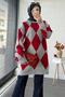 Baklava Pattern Soft Knitwear Women's Sweater – Red