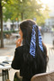 وشاح قصير أزرق زيبرا منقوش فيسكوز - 65x6 سم - 4