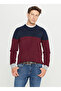 Crew Neck Standard Navy Blue - Burgundy Men's Sweater Ace049261480_Brl