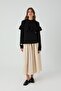 Defne Selanik Front and Sleeve Ruffled Sweater Black - 2
