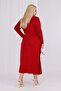 Women's Burgundy Double-Breasted Collar Plus Size Stretchy Maxi Dress - 7