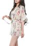 Sexy Kimono Robe Femme Floral Satin Nightdress Sleepwear M24