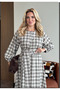 Women's Gingham Woven Long Belted Dress - 4