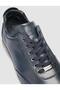 100% Genuine Leather Navy Blue Lace-Up Men's Casual Shoes - 7