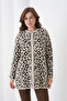 Midi Length Long Sleeve Front Buttoned Leopard Patterned Sporty Stylish Knitwear Jacket Suitable for Women's Hijab