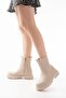 812-2012 Beige Luna Zippered Daily Women's Boots