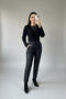 Women's Black High Waist Elastic and Lace-Up Pocketed Ribbed Non-Cracking Leather Jogger Pants - 3