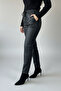 Women's Black High Waist Elastic and Lace-Up Pocketed Ribbed Non-Cracking Leather Jogger Pants