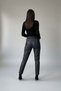 Women's Black High Waist Elastic and Lace-Up Pocketed Ribbed Non-Cracking Leather Jogger Pants - 4