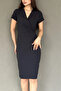 V-Neck Double Fabric Pencil Dress - 3